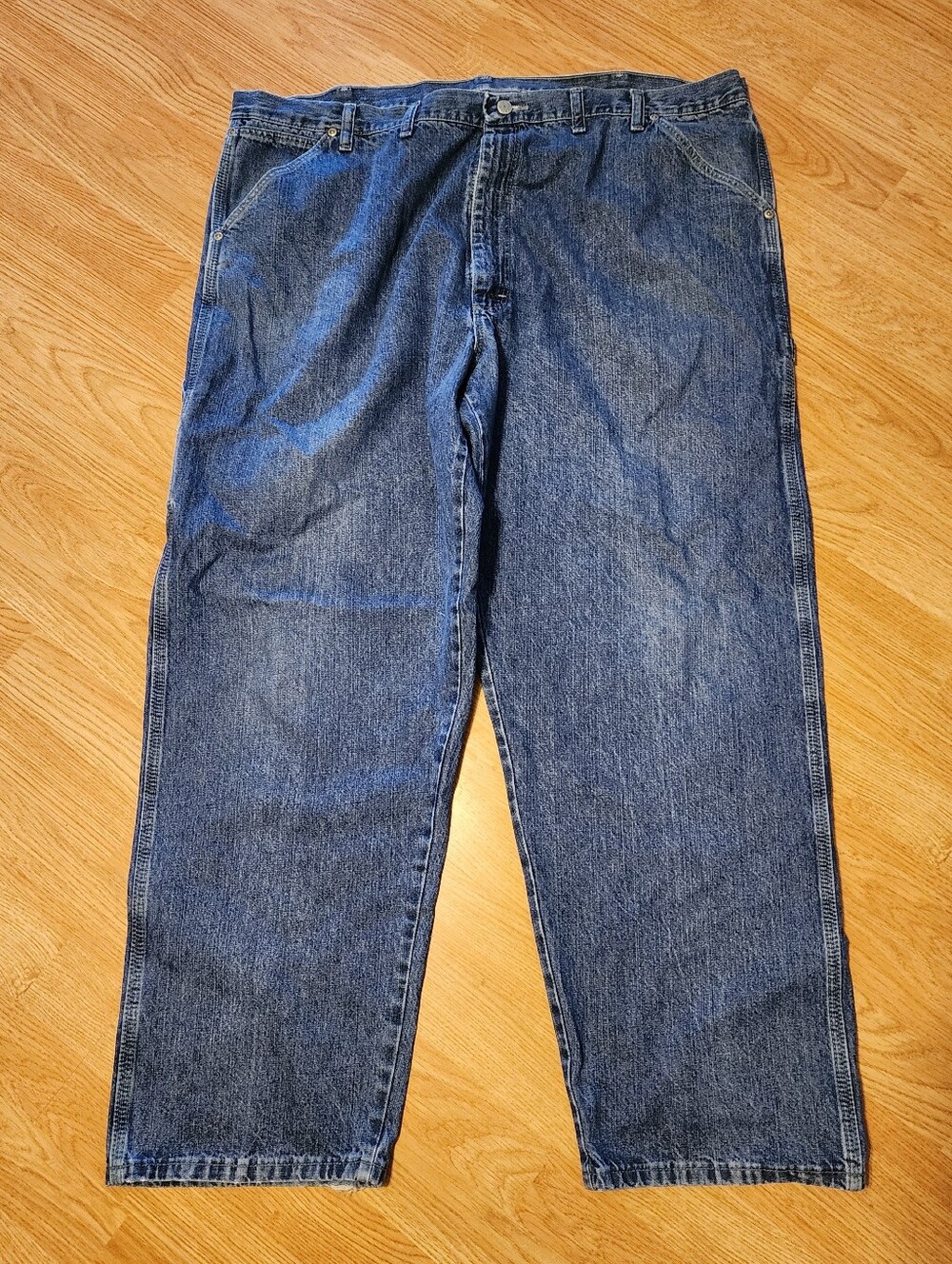 Wrangler Jeans Mens 44x30 Blue Medium Wash Relaxed Straight Denim Carpenter